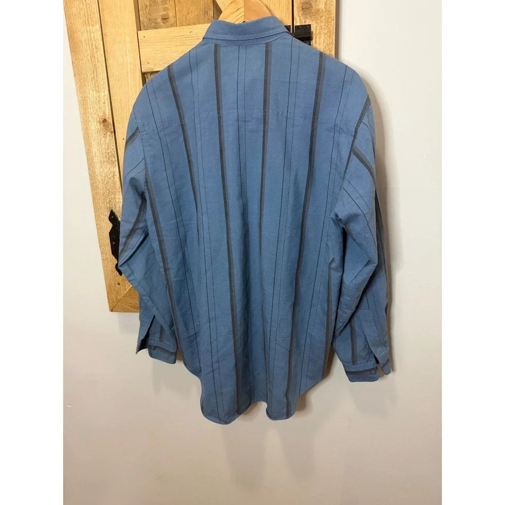 Vintage Levis International Collection Mens Blue Striped Button Down Shirt M